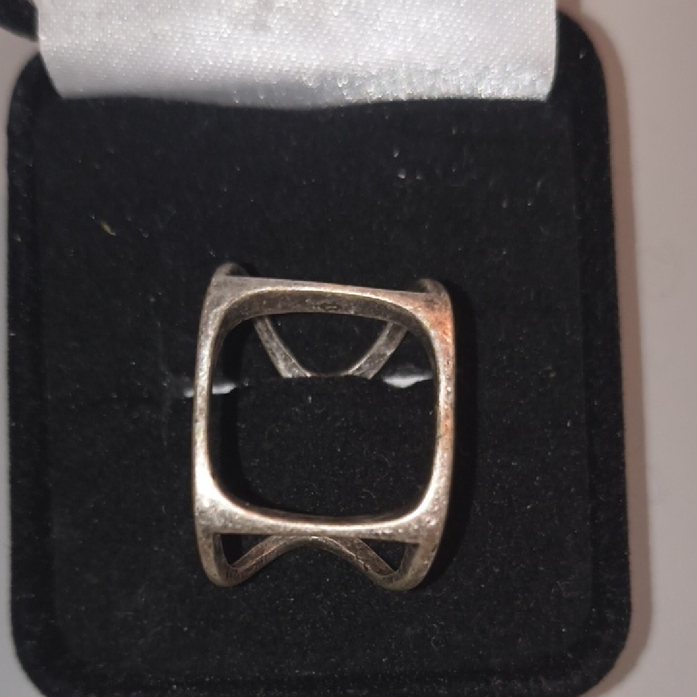 Square Off Adjustable Ring Silver Finish